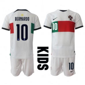 Portugalia Bernardo Silva #10 Koszulka Wyjazdowych Dziecięca MŚ 2022 Krótki Rękaw (+ Krótkie spodenki)